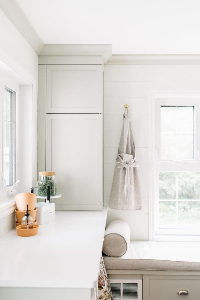 Counter space is a handy element to have in a mudroom
