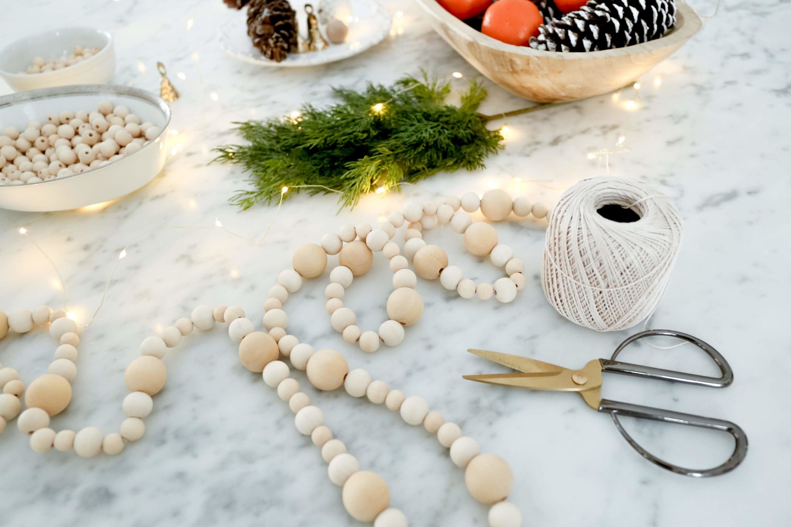 Wooden bead garland
