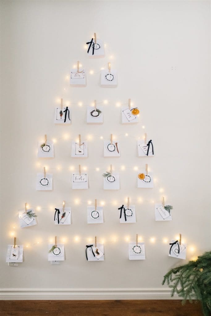 Christmas advent calendar on wall 