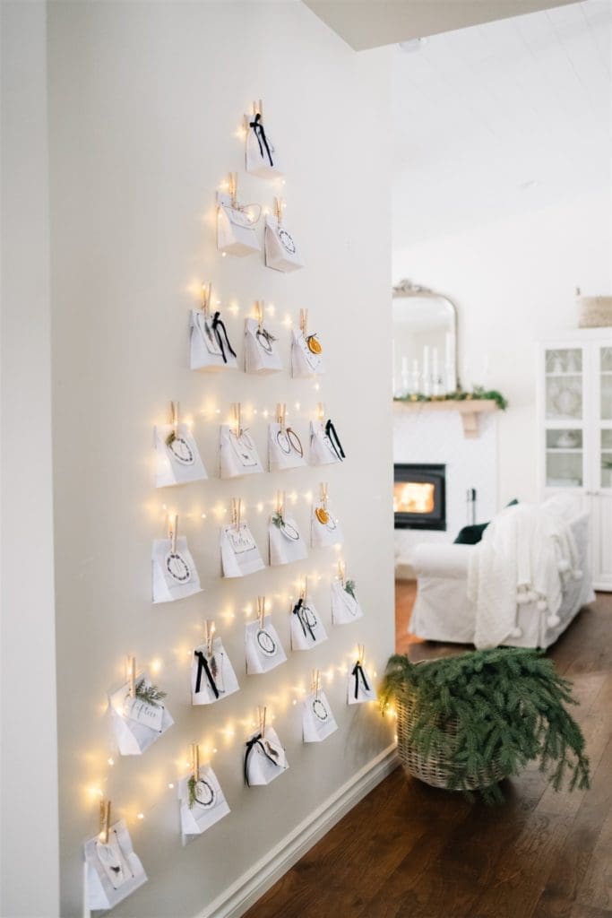 DIY christmas advent calendar on the wall 