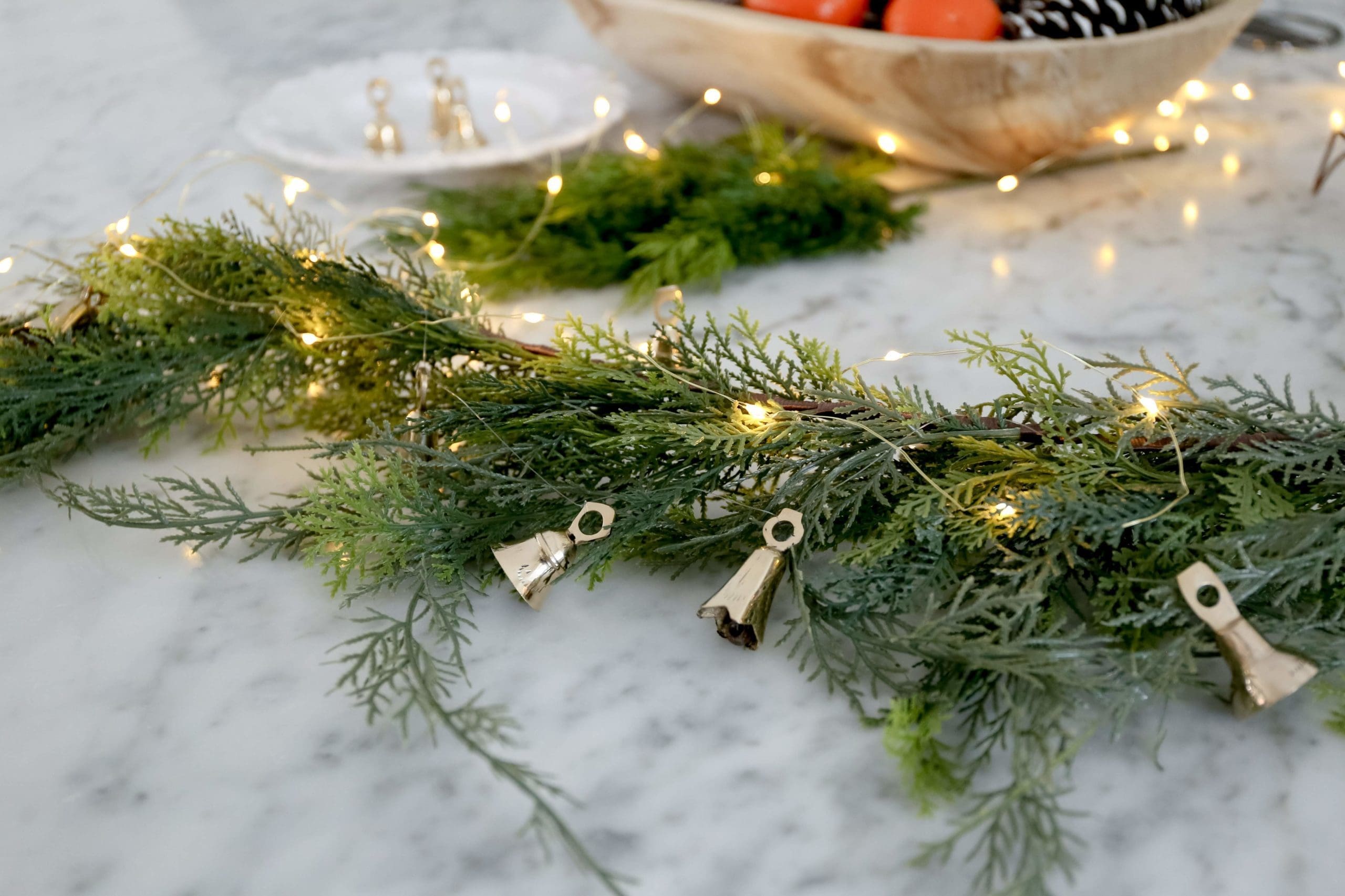 brass bell garland made from vintage brass bells