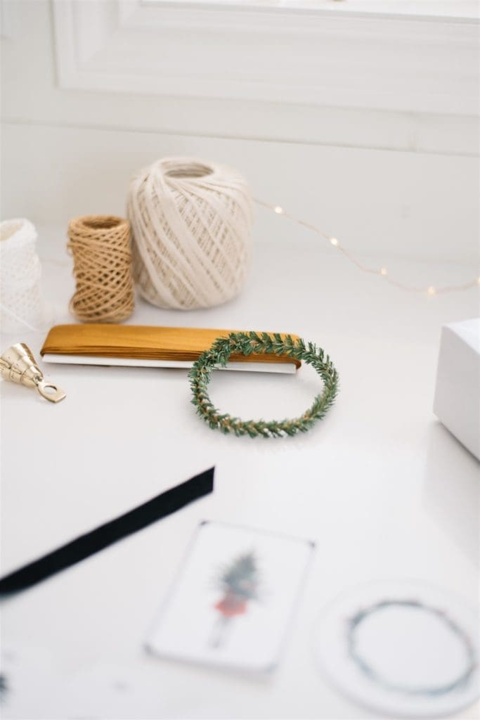 String, ribbon and greenery snippets