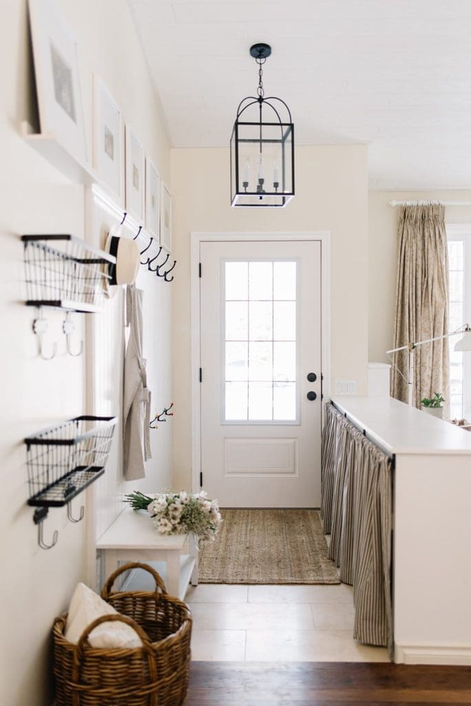Farmhouse mudroom neutral white