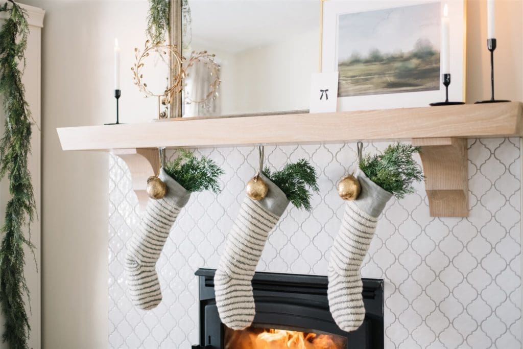 Use ornaments to dress up your Christmas stockings