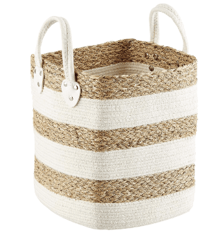 striped white and natural basket