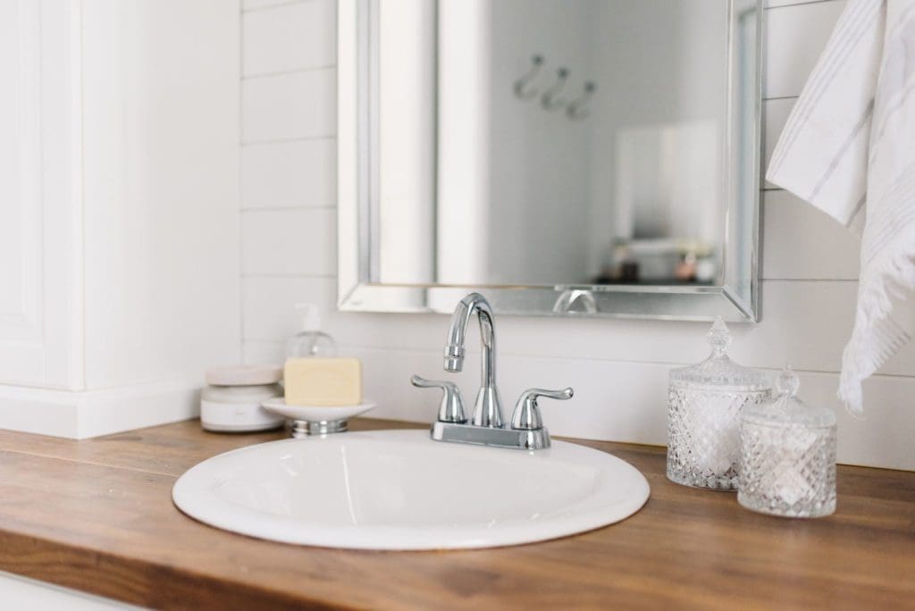 simple accessories on the bathroom counter