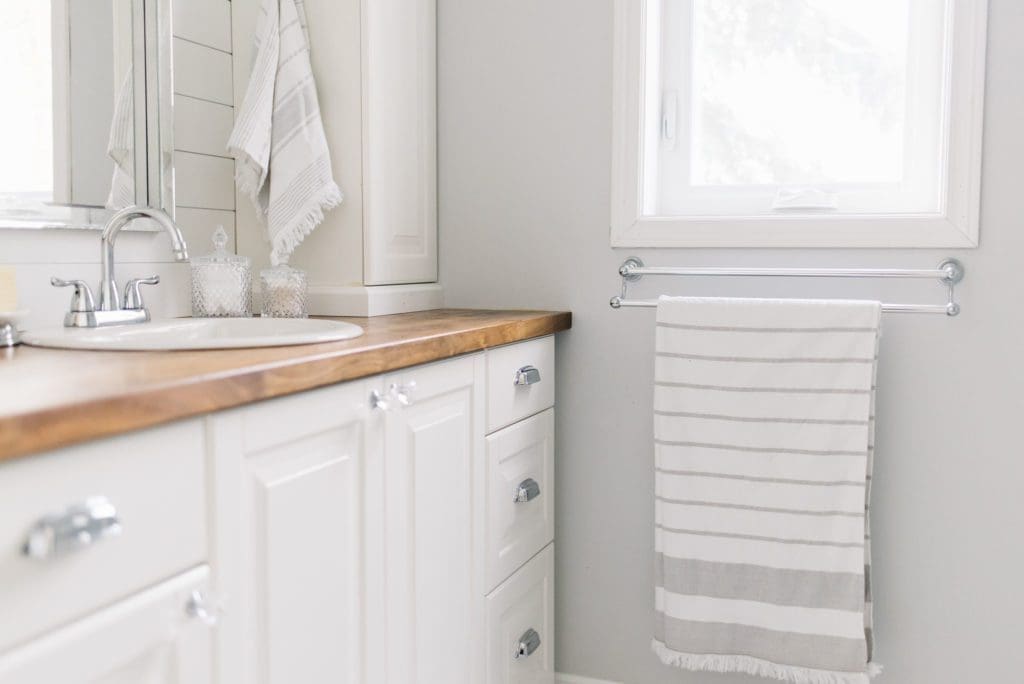 Custom bathroom vanity using ikea cabinets