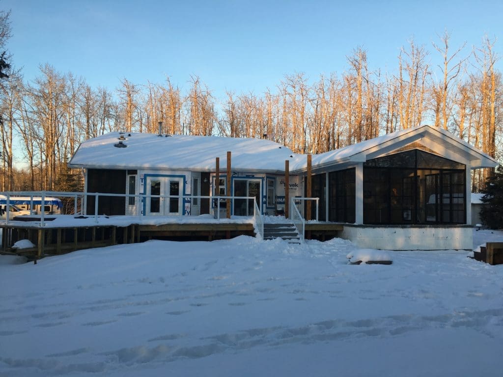 A house without siding waiting to be finished