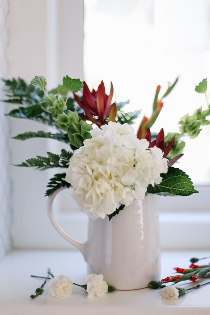 close up of white hydrangea blooms