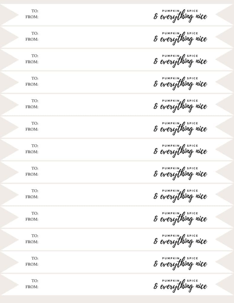 pumpkin spice and everything nice printable tag