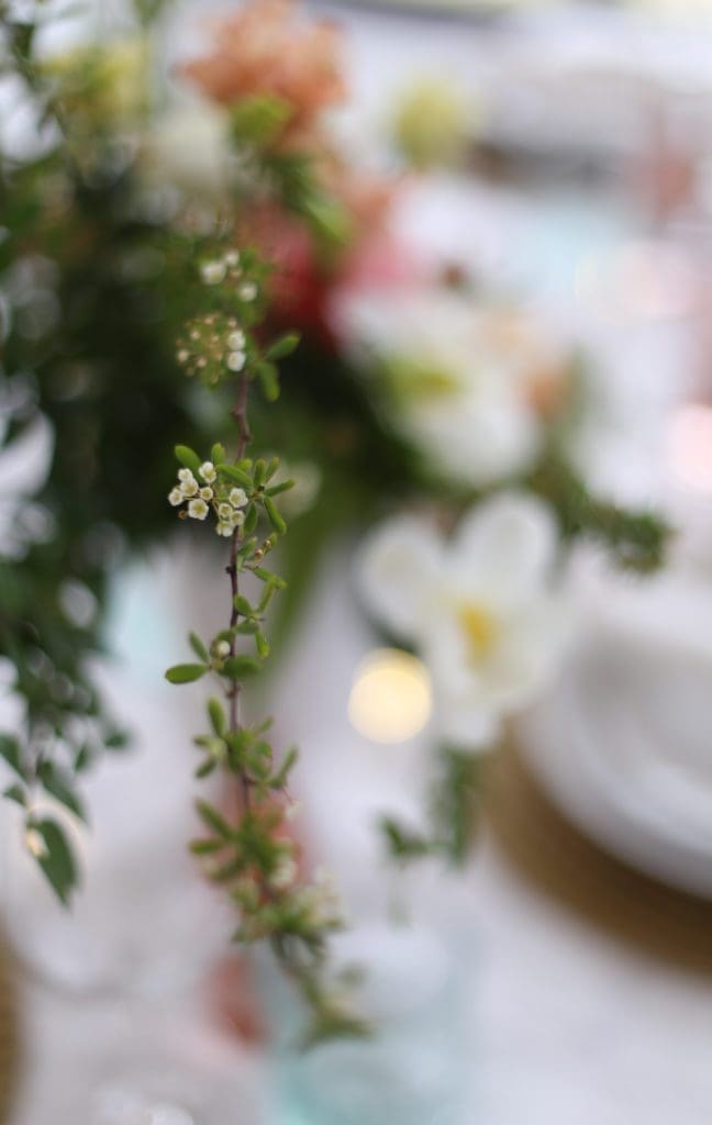 A close up of a dainty greens with tiny white flowers