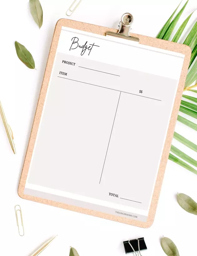 Budget Sheet from Free Printable Home Renovation planner on a clipboard