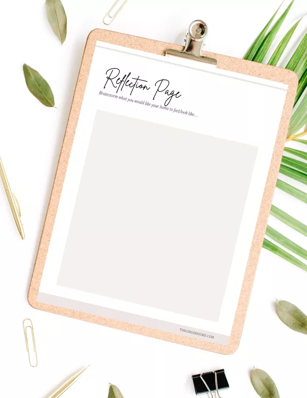 Clipboard with Free Printable Home Renovation Planner Reflection Page Sheet